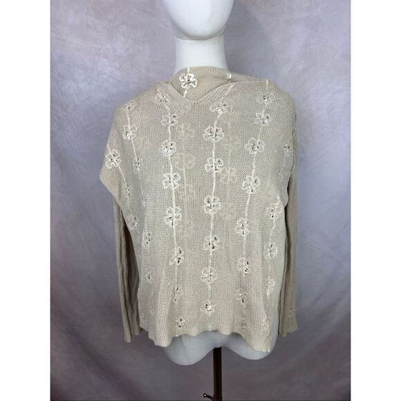 Vintage 1990s Knit Top Floral Embellishments Boho Whimsical Fairy Renaissance - Picture 8 of 13